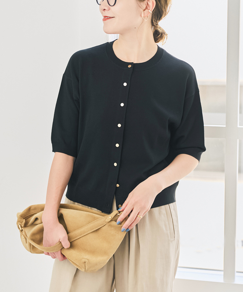 Spick & Span(スピックアンドスパン)の「《手洗い可》ショートスリーブカーディガン(カーディガン/ボレロ・レディース・ブラック/グリーン/ホワイト・FREE)」の20枚目の写真