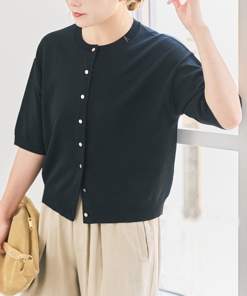 Spick & Span(スピックアンドスパン)の「《手洗い可》ショートスリーブカーディガン(カーディガン/ボレロ・レディース・ブラック/グリーン/ホワイト・FREE)」の21枚目の写真