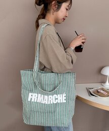 フルリマルシェブロックプリントトートバッグ《WEB限定カラーあり》