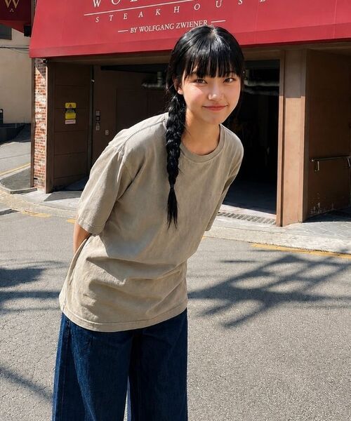 NESPA STUDIO（ネスパスタジオ）の「エルド ピグメントダイング 半袖Tシャツ 5カラー [NSSF_1001]（Tシャツ/カットソー・レディース・グレー/ベージュ/スカイブルー/チャコール/グリーン・SMALL/MEDIUM/LARGE/X-LARGE）」の13枚目の写真