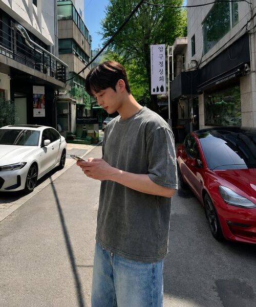 NESPA STUDIO（ネスパスタジオ）の「エルド ピグメントダイング 半袖Tシャツ 5カラー [NSSF_1001]（Tシャツ/カットソー・レディース・グレー/ベージュ/スカイブルー/チャコール/グリーン・SMALL/MEDIUM/LARGE/X-LARGE）」の14枚目の写真