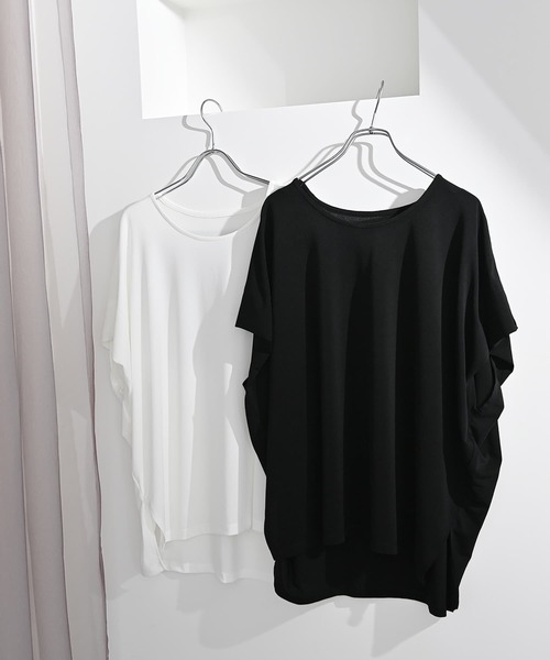 Brown&Street(ブラウンアンドストリート)の「ソフト落ち感トップス(Tシャツ/カットソー・レディース・ブラック/ホワイト・FREE)」の3枚目の写真