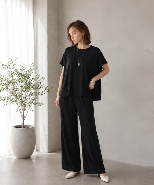 Brown&Street(ブラウンアンドストリート)の「ソフト落ち感トップス(Tシャツ/カットソー・レディース・ブラック/ホワイト・FREE)」の5枚目の写真