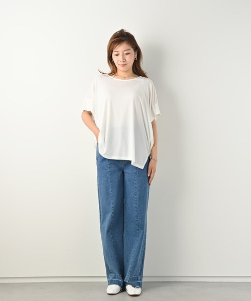 Brown&Street(ブラウンアンドストリート)の「ソフト落ち感トップス(Tシャツ/カットソー・レディース・ブラック/ホワイト・FREE)」の9枚目の写真