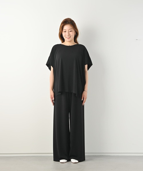 Brown&Street(ブラウンアンドストリート)の「ソフト落ち感トップス(Tシャツ/カットソー・レディース・ブラック/ホワイト・FREE)」の10枚目の写真