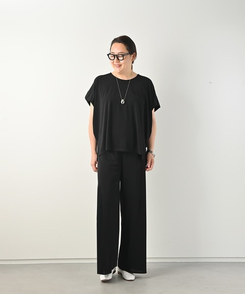 Brown&Street(ブラウンアンドストリート)の「ソフト落ち感トップス(Tシャツ/カットソー・レディース・ブラック/ホワイト・FREE)」の13枚目の写真
