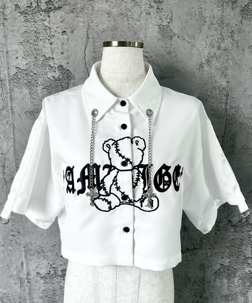 Amilige（アミリージュ）の「ツギハギチェーンクロス短丈刺繍シャツ（シャツ/ブラウス・レディース・ホワイト/ブラック・FREE）」の9枚目の写真