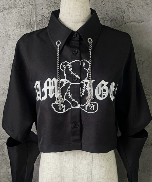 Amilige（アミリージュ）の「ツギハギチェーンクロス短丈刺繍シャツ（シャツ/ブラウス・レディース・ホワイト/ブラック・FREE）」の21枚目の写真