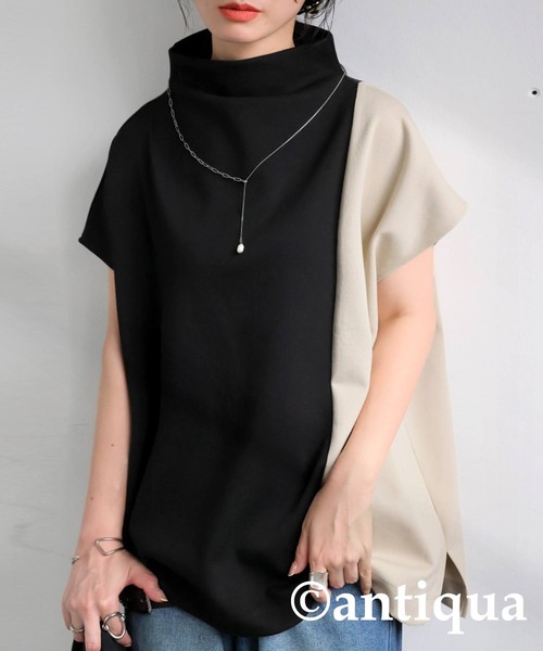 antiqua(アンティカ)の「半袖カットソー(Tシャツ/カットソー・レディース・ブラック・ONESIZE)」の1枚目の写真