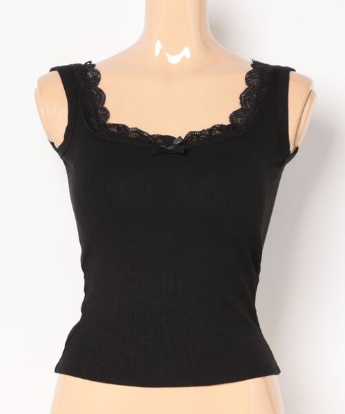 Lace Ladies(レースレディース)の「ソリッドカラー レース リボン カップ付き タンクトップ(タンクトップ・レディース・ホワイト/ブラック・FREE)」の14枚目の写真