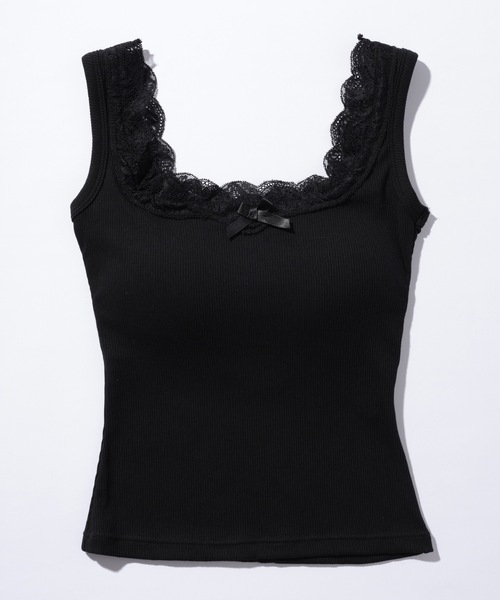 Lace Ladies(レースレディース)の「ソリッドカラー レース リボン カップ付き タンクトップ(タンクトップ・レディース・ホワイト/ブラック・FREE)」の16枚目の写真
