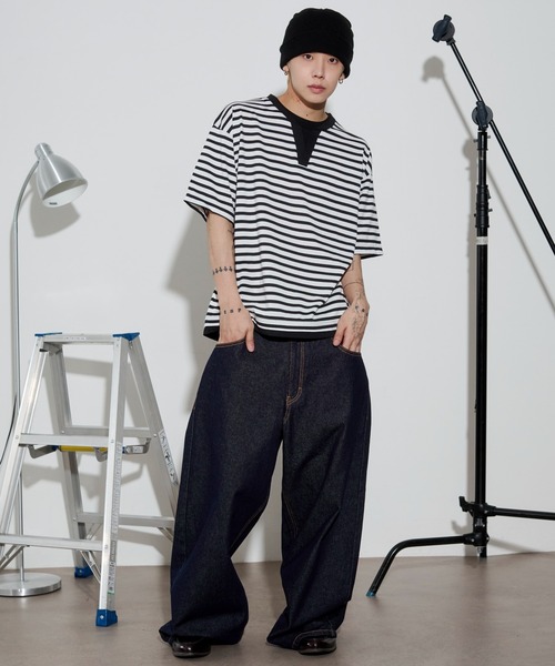 WEGO（ウィゴー）の「WEGO/キーネックフェイクレイヤードT（Tシャツ/カットソー・メンズ・ブラック/その他1/カーキ/ブラック系その他5・LARGE/MEDIUM）」の19枚目の写真