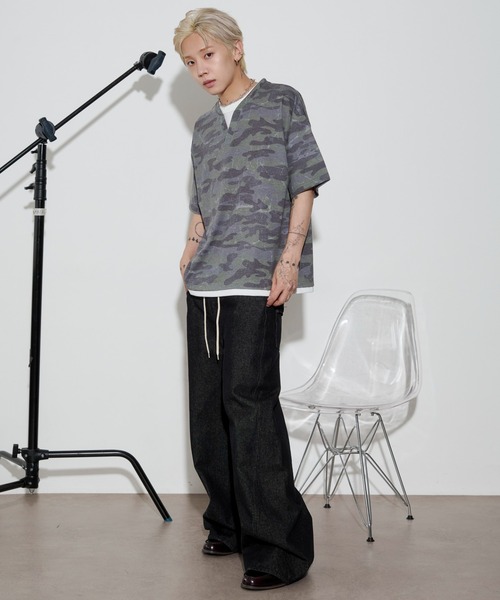 WEGO（ウィゴー）の「WEGO/キーネックフェイクレイヤードT（Tシャツ/カットソー・メンズ・ブラック/その他1/カーキ/ブラック系その他5・LARGE/MEDIUM）」の21枚目の写真
