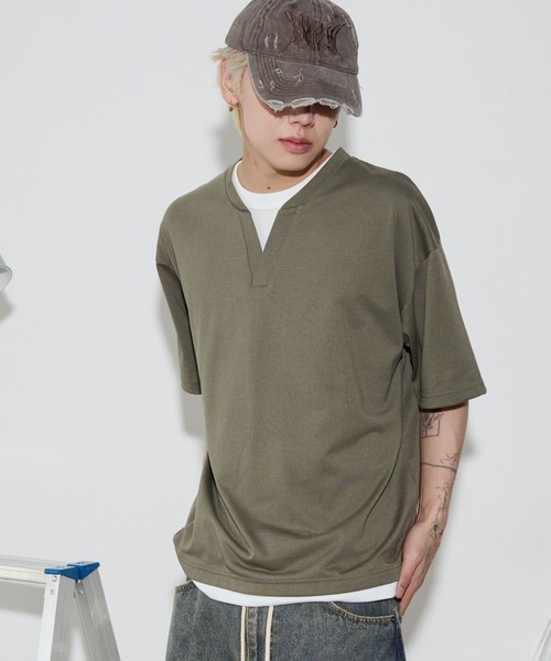 WEGO（ウィゴー）の「WEGO/キーネックフェイクレイヤードT（Tシャツ/カットソー・メンズ・ブラック/その他1/カーキ/ブラック系その他5・LARGE/MEDIUM）」の13枚目の写真
