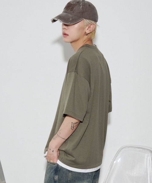 WEGO（ウィゴー）の「WEGO/キーネックフェイクレイヤードT（Tシャツ/カットソー・メンズ・ブラック/その他1/カーキ/ブラック系その他5・LARGE/MEDIUM）」の14枚目の写真