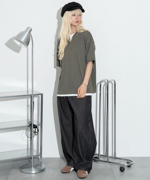 WEGO（ウィゴー）の「WEGO/キーネックフェイクレイヤードT（Tシャツ/カットソー・メンズ・ブラック/その他1/カーキ/ブラック系その他5・LARGE/MEDIUM）」の10枚目の写真