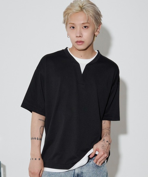 WEGO（ウィゴー）の「WEGO/キーネックフェイクレイヤードT（Tシャツ/カットソー・メンズ・ブラック/その他1/カーキ/ブラック系その他5・LARGE/MEDIUM）」の11枚目の写真