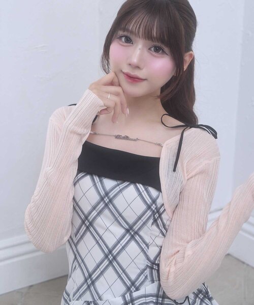 Belle Charme（ベルシャルム）の「【Belle Charme】Belle Charme Chain Sheer Bolero（カーディガン/ボレロ・レディース・オフホワイト/ピンク/ブラック・FREE）」の3枚目の写真