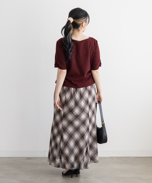CLETTE(クレット)の「CLETTEオリジナルネックリボンフロントボタンカットソー(Tシャツ/カットソー・レディース・ネイビー/オフホワイト/ワイン・LL/3L/4L)」の13枚目の写真