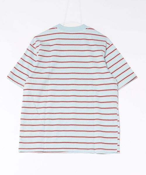 HOOK（フック）の「HOOK　文字プリント マルチボーダー ビッグシルエットT (SS)（Tシャツ/カットソー・メンズ・ブルー/グレー・FREE）」の3枚目の写真