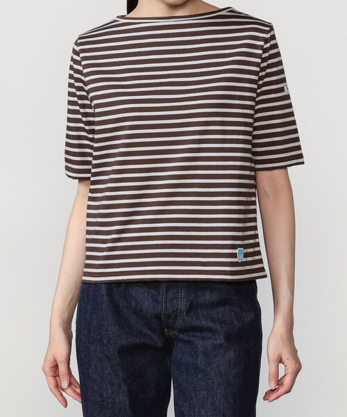 ORCIVAL(オーシバル)の「ORCIVAL | コットン ボートネックハーフスリーブTシャツ WOMEN(Tシャツ/カットソー・レディース・グリーン系その他/ブラウン系その他/イエロー系その他・1/2)」の1枚目の写真