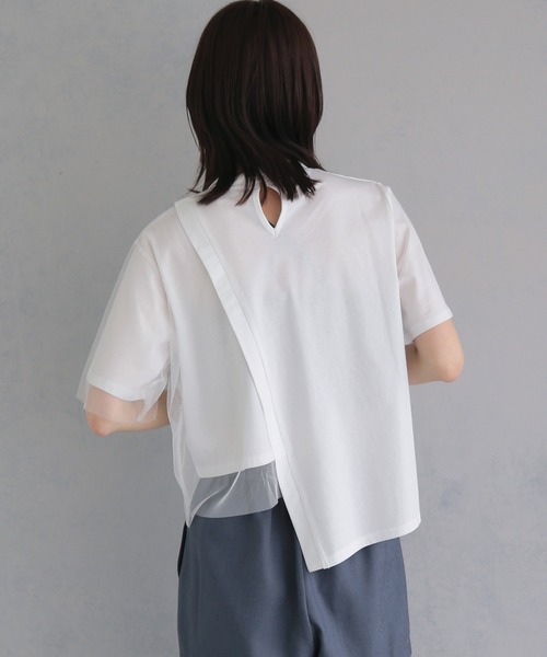 &g'aime(アンジェム)の「【&g'aime 】チュールレイヤードT Tulle Layered Tee(Tシャツ/カットソー・レディース・オフホワイト/ブラック/ライトグレー・FREE)」の10枚目の写真