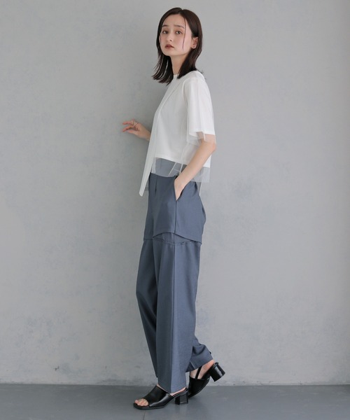 &g'aime(アンジェム)の「【&g'aime 】チュールレイヤードT Tulle Layered Tee(Tシャツ/カットソー・レディース・オフホワイト/ブラック/ライトグレー・FREE)」の12枚目の写真