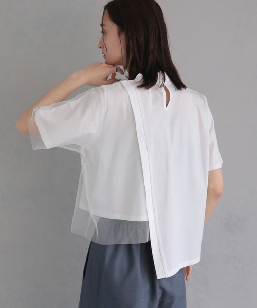 &g'aime(アンジェム)の「【&g'aime 】チュールレイヤードT Tulle Layered Tee(Tシャツ/カットソー・レディース・オフホワイト/ブラック/ライトグレー・FREE)」の9枚目の写真