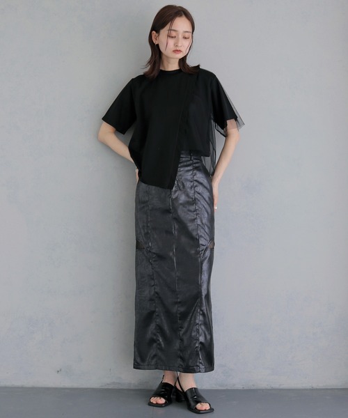 &g'aime(アンジェム)の「【&g'aime 】チュールレイヤードT Tulle Layered Tee(Tシャツ/カットソー・レディース・オフホワイト/ブラック/ライトグレー・FREE)」の21枚目の写真