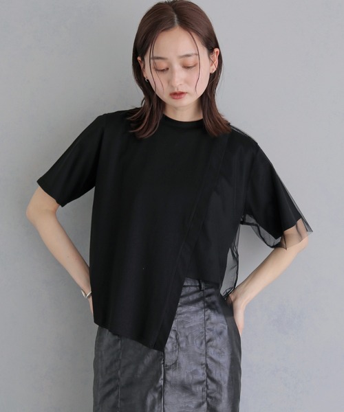 &g'aime(アンジェム)の「【&g'aime 】チュールレイヤードT Tulle Layered Tee(Tシャツ/カットソー・レディース・オフホワイト/ブラック/ライトグレー・FREE)」の15枚目の写真
