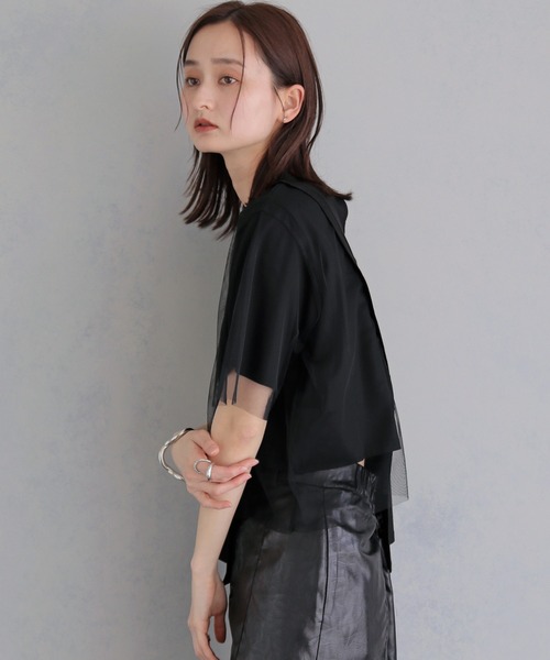 &g'aime(アンジェム)の「【&g'aime 】チュールレイヤードT Tulle Layered Tee(Tシャツ/カットソー・レディース・オフホワイト/ブラック/ライトグレー・FREE)」の16枚目の写真