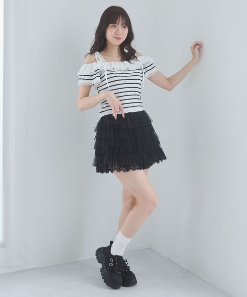 MAJESTIC LEGON(マジェスティックレゴン)の「ビジュー厚底リボンスニーカー(スニーカー・レディース・ブラック/アイボリー/ピンク・X-LARGE/LARGE/MEDIUM/SMALL)」の12枚目の写真