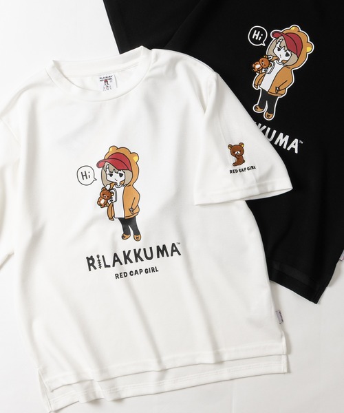 Red Cap Girl(レッドキャプガール)の「【a-r】〔RedCapGirl×リラックマ〕プリント&刺繍 ショート丈Tシャツ レディース/接触冷感(Tシャツ/カットソー・レディース・ブラック系2/ブラック系1/ホワイト系1/ブルー系1/ブルー系2/ピンク系1/ホワイト系2/ピンク系2・FREE)」の3枚目の写真