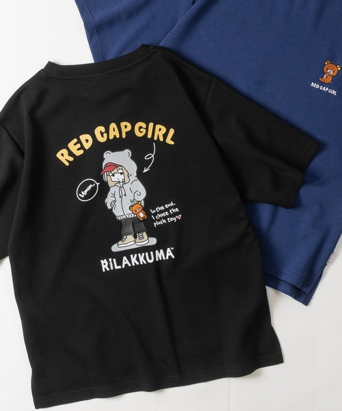 Red Cap Girl(レッドキャプガール)の「【a-r】〔RedCapGirl×リラックマ〕プリント&刺繍 ショート丈Tシャツ レディース/接触冷感(Tシャツ/カットソー・レディース・ブラック系2/ブラック系1/ホワイト系1/ブルー系1/ブルー系2/ピンク系1/ホワイト系2/ピンク系2・FREE)」の1枚目の写真