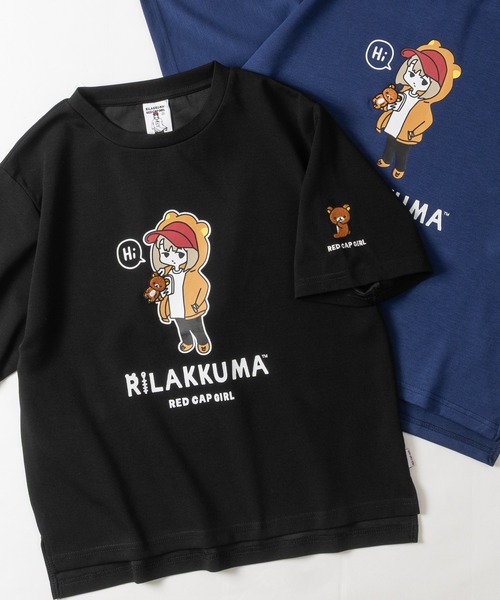 Red Cap Girl(レッドキャプガール)の「【a-r】〔RedCapGirl×リラックマ〕プリント&刺繍 ショート丈Tシャツ レディース/接触冷感(Tシャツ/カットソー・レディース・ブラック系2/ブラック系1/ホワイト系1/ブルー系1/ブルー系2/ピンク系1/ホワイト系2/ピンク系2・FREE)」の4枚目の写真