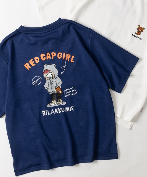 Red Cap Girl(レッドキャプガール)の「【a-r】〔RedCapGirl×リラックマ〕プリント&刺繍 ショート丈Tシャツ レディース/接触冷感(Tシャツ/カットソー・レディース・ブラック系2/ブラック系1/ホワイト系1/ブルー系1/ブルー系2/ピンク系1/ホワイト系2/ピンク系2・FREE)」の5枚目の写真