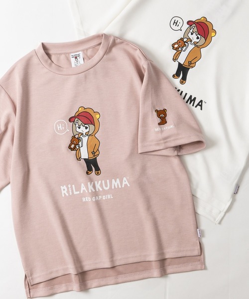 Red Cap Girl(レッドキャプガール)の「【a-r】〔RedCapGirl×リラックマ〕プリント&刺繍 ショート丈Tシャツ レディース/接触冷感(Tシャツ/カットソー・レディース・ブラック系2/ブラック系1/ホワイト系1/ブルー系1/ブルー系2/ピンク系1/ホワイト系2/ピンク系2・FREE)」の8枚目の写真