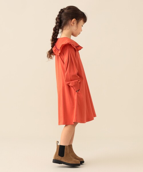 BEAMS mini(ビームスミニ)の「フリル カラー カット ワンピース 2026FW(90~130cm) プチプラ 発表会 七五三 お呼ばれ 誕生日 クリスマス(ワンピース・キッズ・ダークグリーン/オレンジ・120/90/110/100/130)」の4枚目の写真