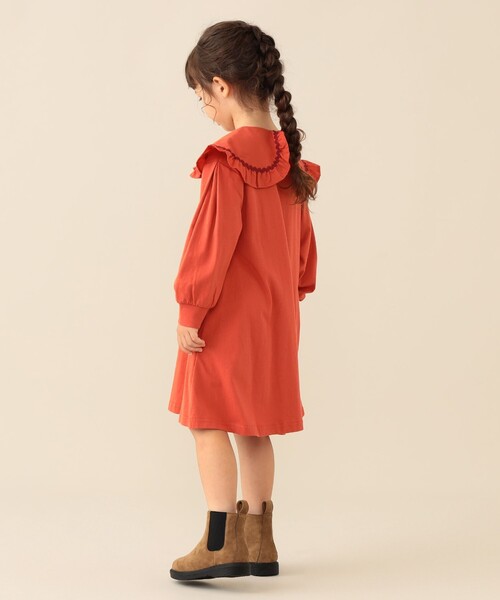 BEAMS mini(ビームスミニ)の「フリル カラー カット ワンピース 2026FW(90~130cm) プチプラ 発表会 七五三 お呼ばれ 誕生日 クリスマス(ワンピース・キッズ・ダークグリーン/オレンジ・120/90/110/100/130)」の6枚目の写真