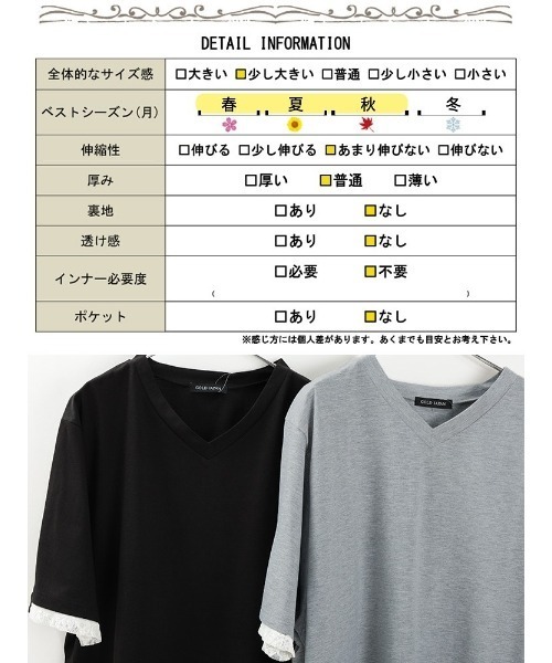 GOLDJAPAN(ゴールドジャパン)の「レースレイヤード風チュニックTシャツ【大きいサイズ対応】(チュニック・レディース・杢グレー/ブラック・LL/3L/4L/5L)」の20枚目の写真