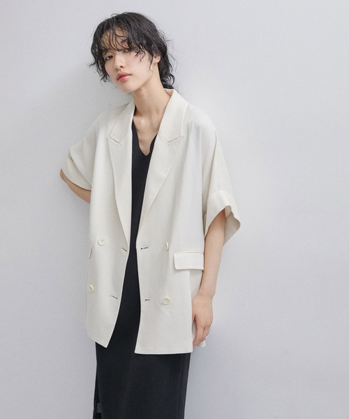 新品タグ付 アダムエロペ ショートスリーブジャケット 洗える キナリ 25SS ブランド古着】ジャケット（その他アウター）｜ADAM ET ROPE