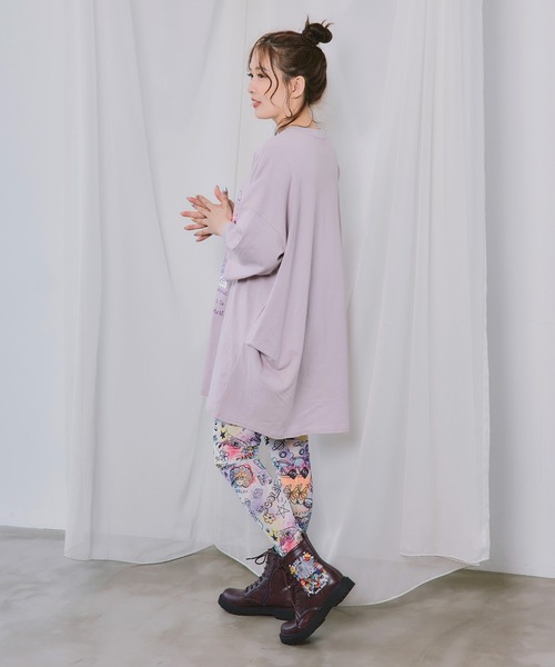 ScoLar(スカラー)の「162737:きのこスカラーちゃん柄チュニック(チュニック・レディース・グリーン/ブラック/オフホワイト/パープル・M)」の6枚目の写真