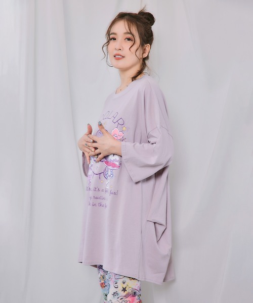 ScoLar(スカラー)の「162737:きのこスカラーちゃん柄チュニック(チュニック・レディース・グリーン/ブラック/オフホワイト/パープル・M)」の7枚目の写真