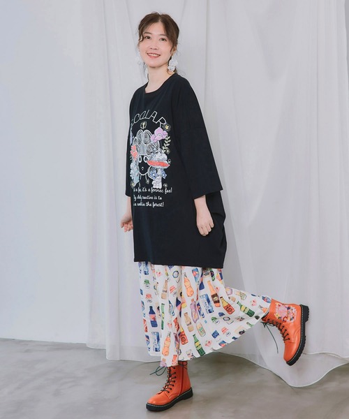 ScoLar(スカラー)の「162737:きのこスカラーちゃん柄チュニック(チュニック・レディース・グリーン/ブラック/オフホワイト/パープル・M)」の12枚目の写真
