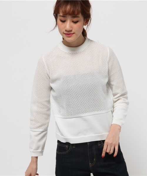 OUTLET(アウトレット)の「【'PalinkA】メッシュニットP/O(ニット/セーター・レディース・ブラック/ホワイト・FREE)」の2枚目の写真