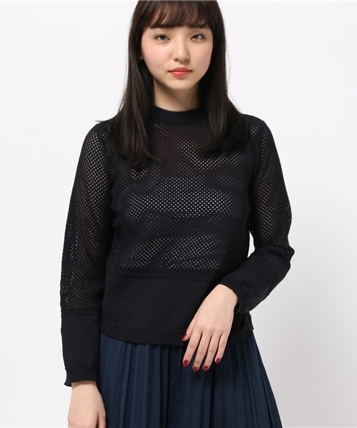 OUTLET(アウトレット)の「【'PalinkA】メッシュニットP/O(ニット/セーター・レディース・ブラック/ホワイト・FREE)」の1枚目の写真