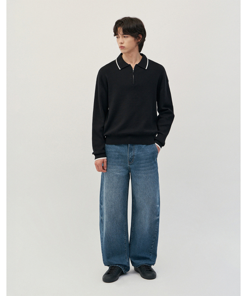 WORK ON BODY OFF（ワークオンボディオフ）の「トレセミオーバーフィットコットンハーフジップニット[ブラック]（ニット/セーター・メンズ・ブラック・LARGE/X-LARGE）」の3枚目の写真