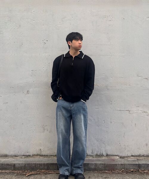 WORK ON BODY OFF（ワークオンボディオフ）の「トレセミオーバーフィットコットンハーフジップニット[ブラック]（ニット/セーター・メンズ・ブラック・LARGE/X-LARGE）」の10枚目の写真