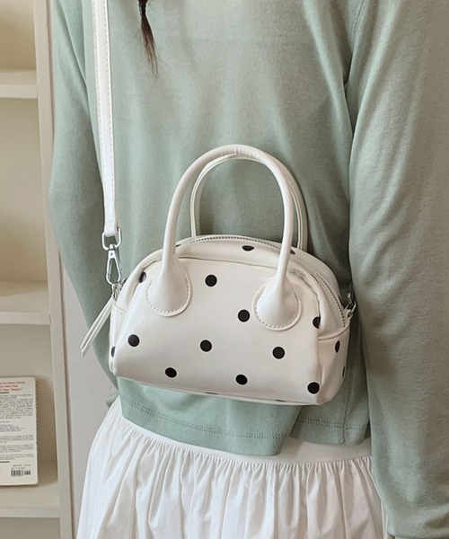 mebole（メボレ）の「dot mini boston bag（ショルダーバッグ・レディース・ホワイト/ブラック・FREE）」の5枚目の写真