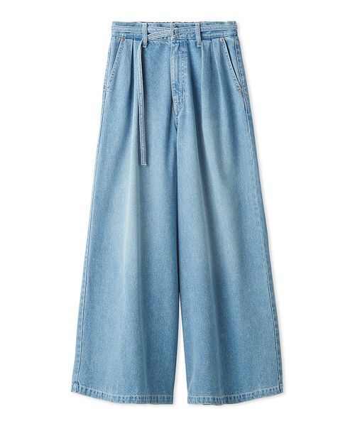 FURFUR(ファーファー)の「タックワイドデニムパンツ(デニムパンツ・レディース・ライトグレー/インディゴブルー/ライトピンク/サックスブルー・1/0)」の2枚目の写真